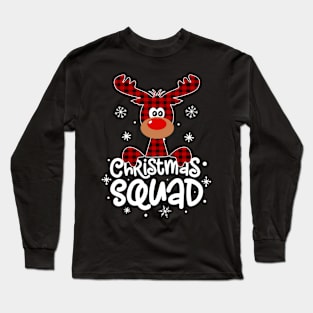 Christmas Squad Buffalo Plaid Reindeer Family Matching Pajamas Long Sleeve T-Shirt